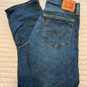 Levi's Women's Straight Leg Jeans in Dark Blue Denim